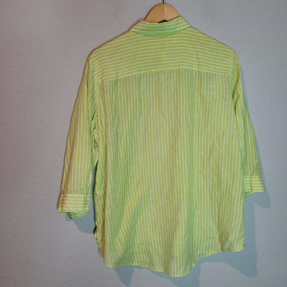 Chico's Womens Seaside Stripe Amalia Button-Up Shirt Large Multicolor 3/4 Sleeve - Picture 2 of 10